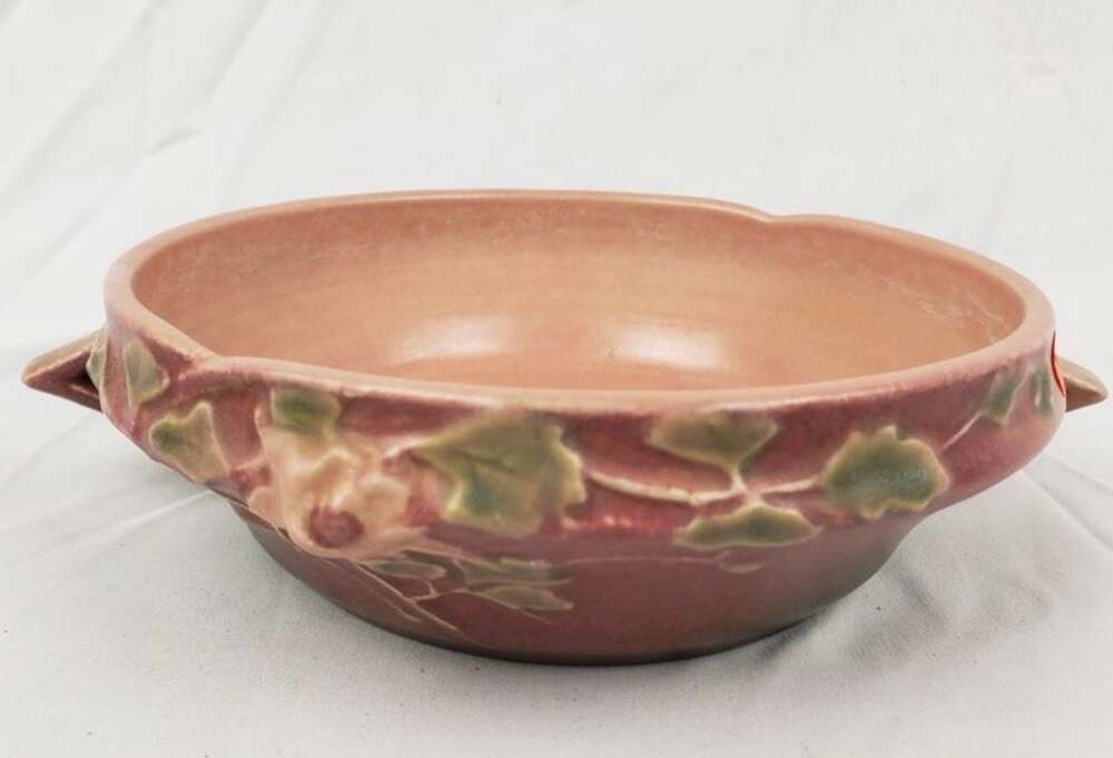 Vintage Roseville Art Pottery Columbine Pattern Pink 6-inch Console Bowl 401-6